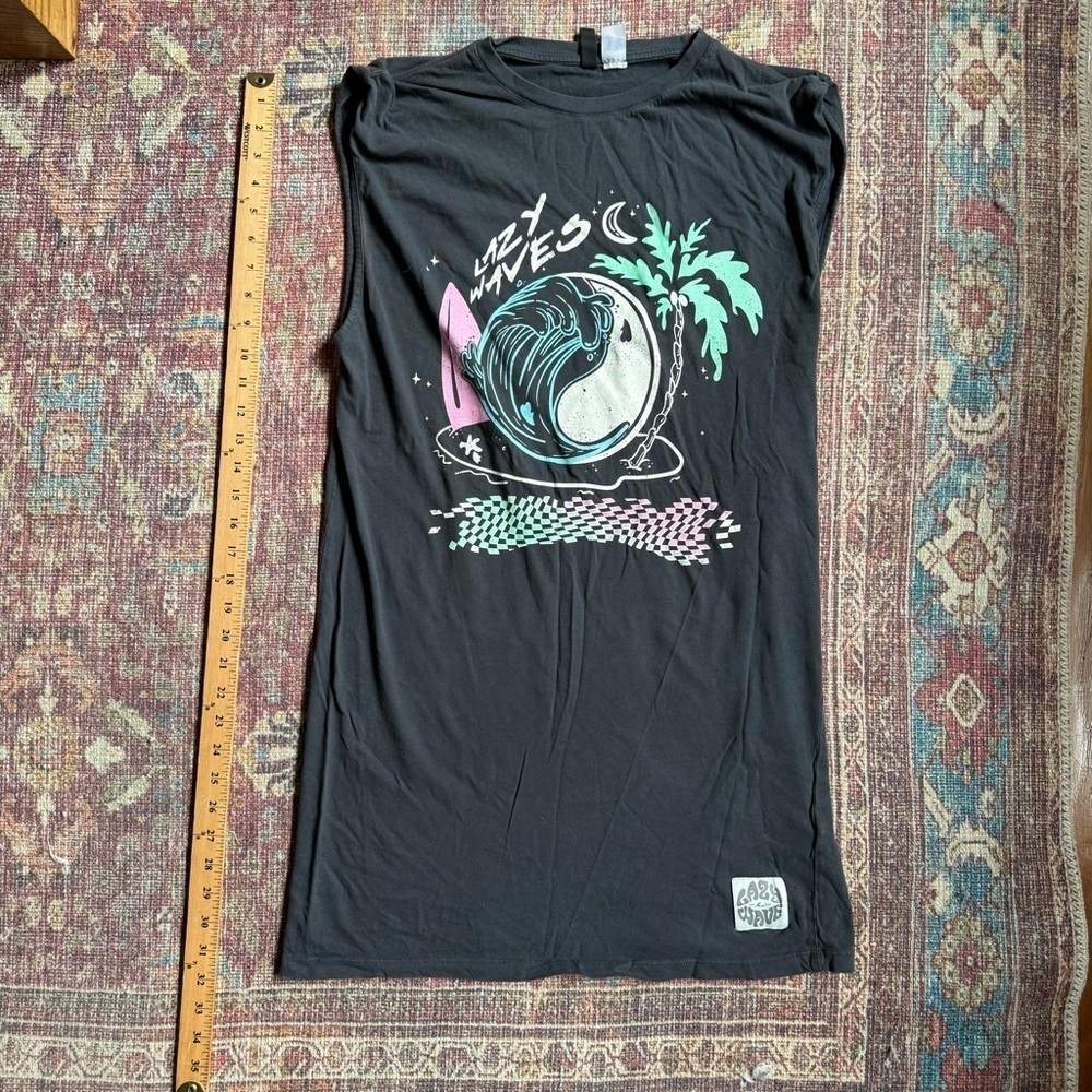 Divided by H&M Grey Lazy Waves Graphic Sleeveless TShirt Dress with Wave Design